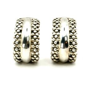Lagos Signature Caviar Silver Huggie Hoop Earrings